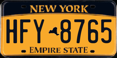 NY license plate HFY8765