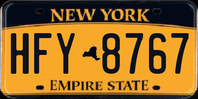 NY license plate HFY8767