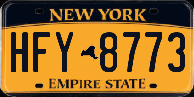 NY license plate HFY8773