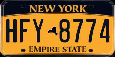 NY license plate HFY8774
