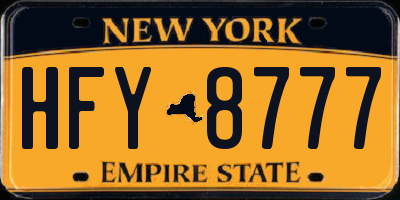 NY license plate HFY8777