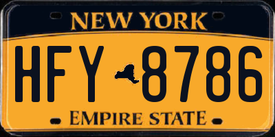 NY license plate HFY8786