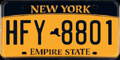 NY license plate HFY8801