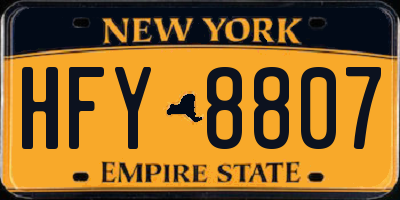 NY license plate HFY8807