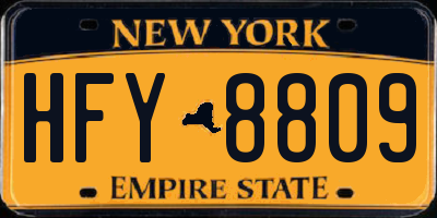 NY license plate HFY8809