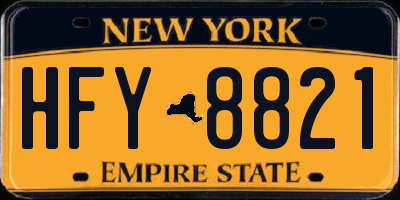 NY license plate HFY8821