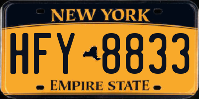 NY license plate HFY8833