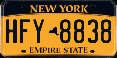NY license plate HFY8838
