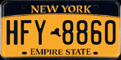 NY license plate HFY8860