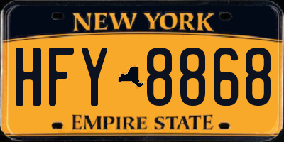 NY license plate HFY8868
