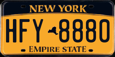 NY license plate HFY8880