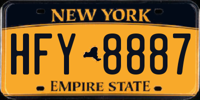 NY license plate HFY8887