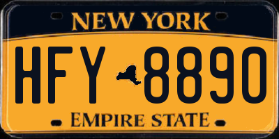NY license plate HFY8890