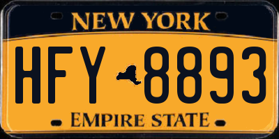NY license plate HFY8893