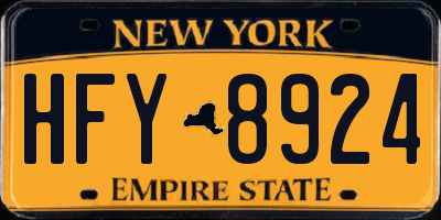 NY license plate HFY8924