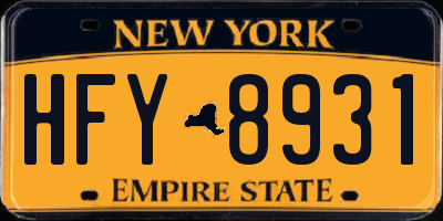 NY license plate HFY8931
