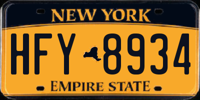 NY license plate HFY8934