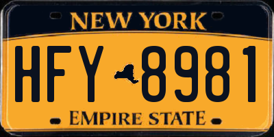 NY license plate HFY8981