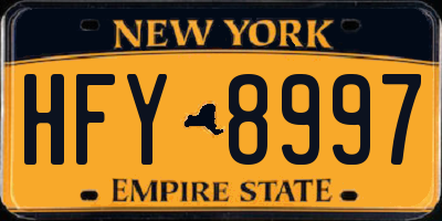 NY license plate HFY8997