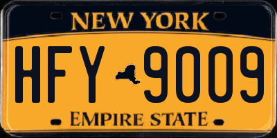 NY license plate HFY9009
