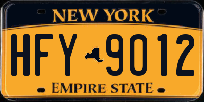 NY license plate HFY9012