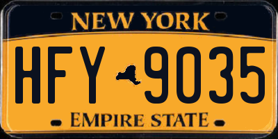 NY license plate HFY9035