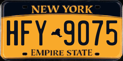 NY license plate HFY9075