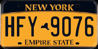 NY license plate HFY9076