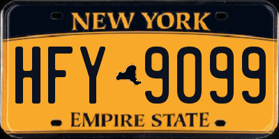 NY license plate HFY9099