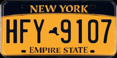 NY license plate HFY9107