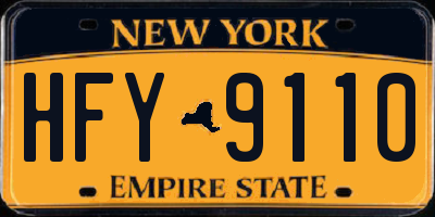 NY license plate HFY9110