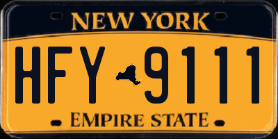 NY license plate HFY9111