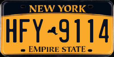 NY license plate HFY9114