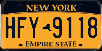 NY license plate HFY9118
