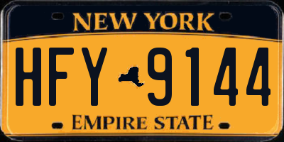 NY license plate HFY9144