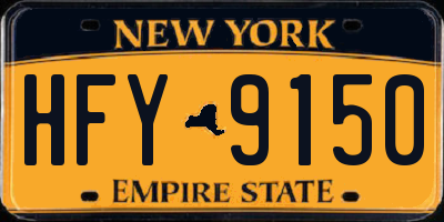 NY license plate HFY9150