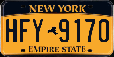 NY license plate HFY9170
