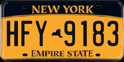 NY license plate HFY9183