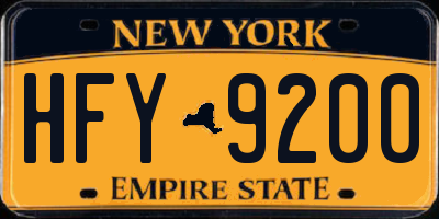 NY license plate HFY9200