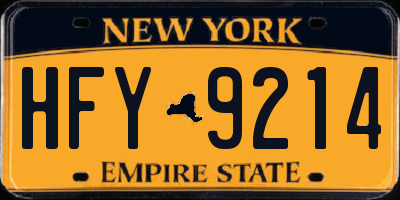 NY license plate HFY9214