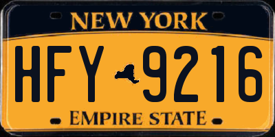 NY license plate HFY9216