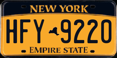 NY license plate HFY9220