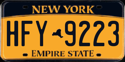 NY license plate HFY9223
