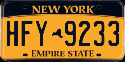 NY license plate HFY9233