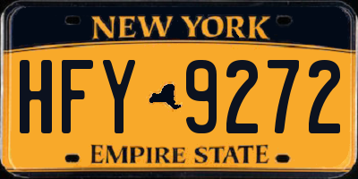 NY license plate HFY9272