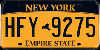 NY license plate HFY9275