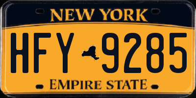 NY license plate HFY9285