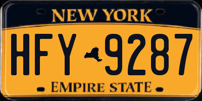 NY license plate HFY9287