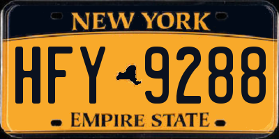NY license plate HFY9288