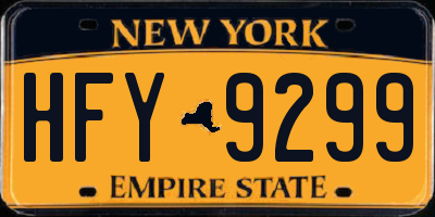 NY license plate HFY9299